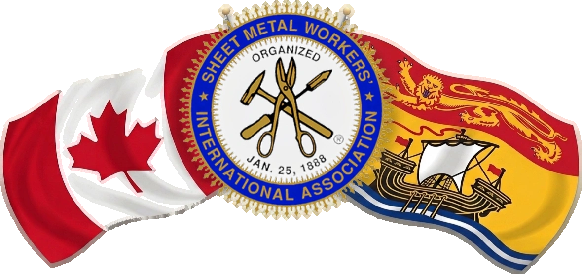 Sheet Metal Workers' Local 437 crest, the SMART seal over the Canadian and New Brunswick flags